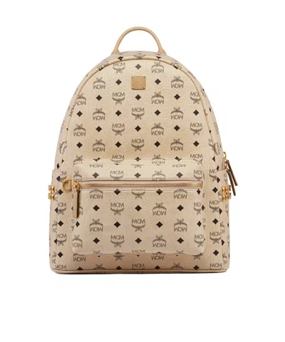Mcm Stark Side Studs Backpack In Visetos In Neutral