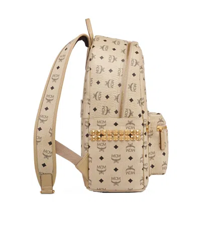 Mcm Stark Side Studs Backpack In Visetos In Neutral