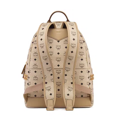 Mcm Stark Side Studs Backpack In Visetos In Neutral