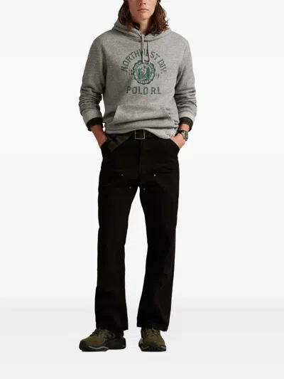 Polo Ralph Lauren Graphic-print Hoodie In Gray