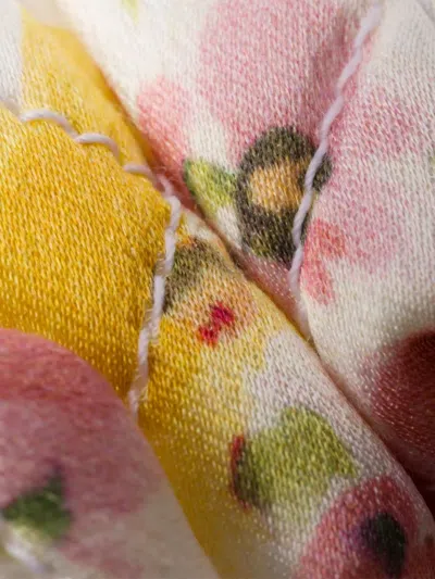 Prada Womens Pink Floral-print Satin Hair Scrunch In White