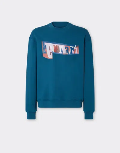Ferrari Sweatshirt With Color Block Logo Print In Blue