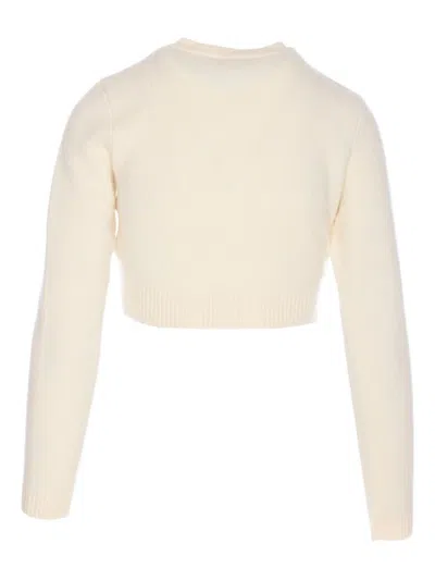 Self-portrait Womens Cream Cropped Embellished Stretch-wool Blend Cardigan In Neutral