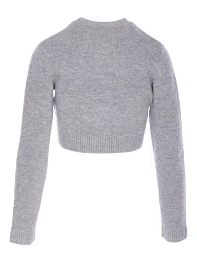 Self-portrait Jewelled-button Wool Cardigan In Gray
