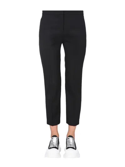 Alexander Mcqueen Cropped Straight Trousers In Black