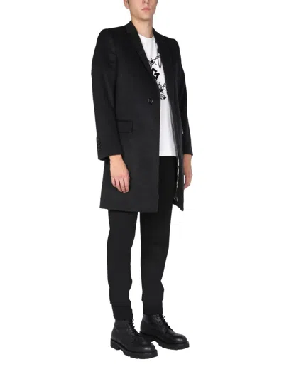 Dolce & Gabbana Single-breasted Velours Coat In Black