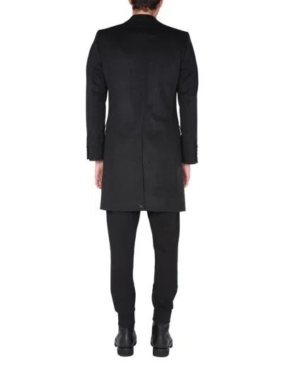 Dolce & Gabbana Single-breasted Velours Coat In Black