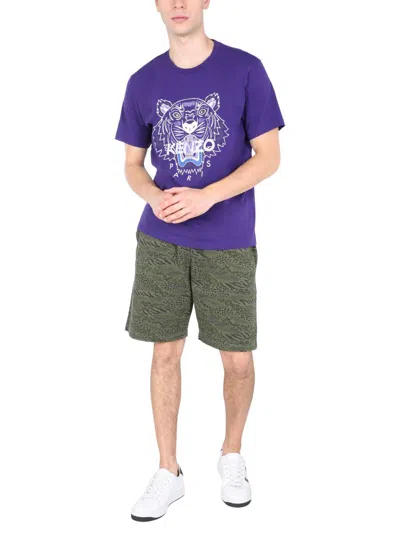 Kenzo Bermuda With Animal Print In Green