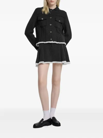 Barrie Pleated-hem Button-front Jacket In Gray