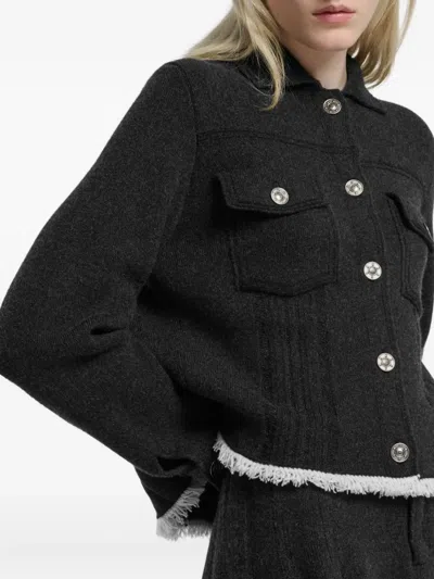 Barrie Pleated-hem Button-front Jacket In Gray