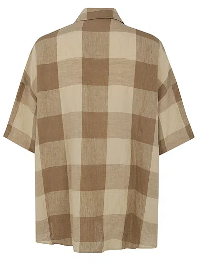 Apuntob Check-patterned Short-sleeve Shirt In Brown