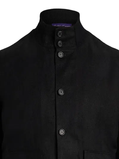 Ralph Lauren Knitted-panel Button-front Jacket In Black