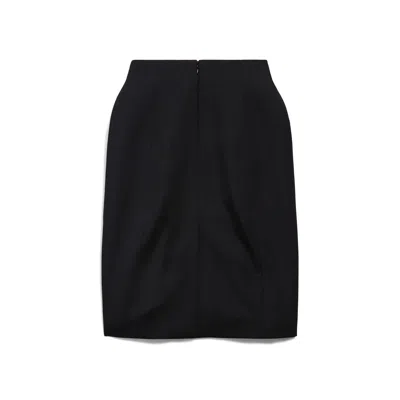 Balenciaga Hourglass Grain De Poudre Wool Midi Skirt In Black