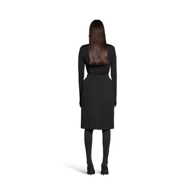 Balenciaga Hourglass Grain De Poudre Wool Midi Skirt In Black