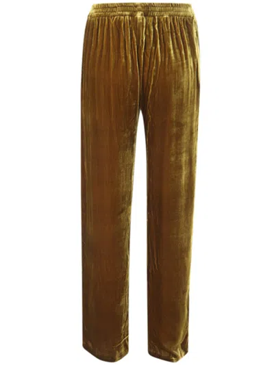 Bianco Levrin Velvet Elasticated-waist Trousers In Brown