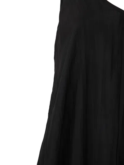 Bianco Levrin Asymmetric Silk Slip Dress In Black