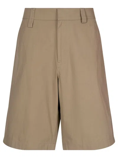 Bottega Veneta Light Cotton Twill Bermuda Shorts In Brown