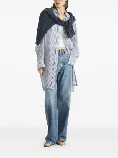 Brunello Cucinelli Loose Fit Denim Jeans With Belt Loops In Blue