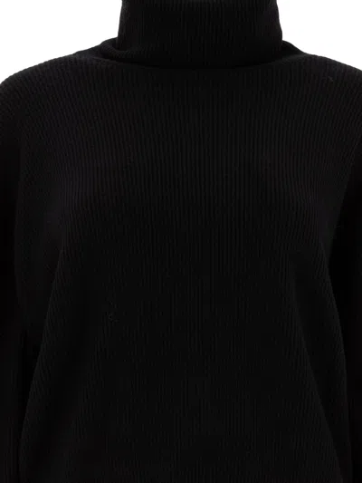 Brunello Cucinelli Turtleneck Wool Blend Sweater In Black
