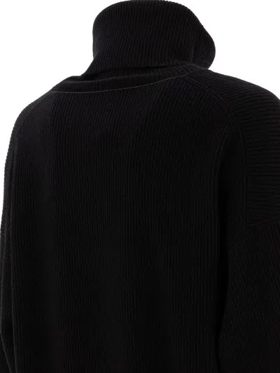 Brunello Cucinelli Turtleneck Wool Blend Sweater In Black