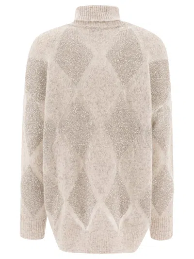 Brunello Cucinelli High Turtleneck Knitwear In Neutral