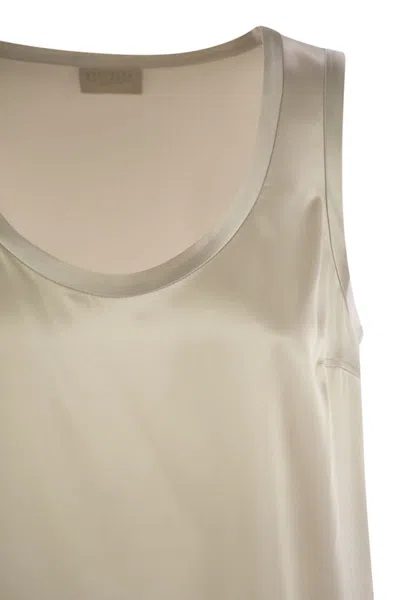 Brunello Cucinelli Stretch Silk Satin Top In Brown
