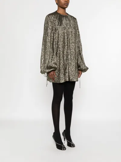 Chloé Balloon Sleeve Silk Blend Mini Dress In Multi