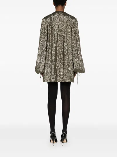 Chloé Balloon Sleeve Silk Blend Mini Dress In Multi