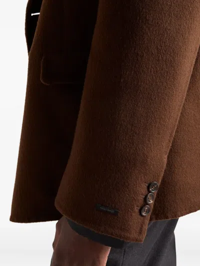 Prada ピークドラペル ダブルジャケット In Brown