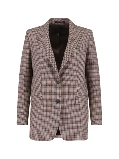 Tagliatore Structured Blazer With Notch Lapel And Back Vent In Brown