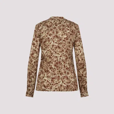 Dries Van Noten Colla Signature Print Long-sleeved Shirt In Brown