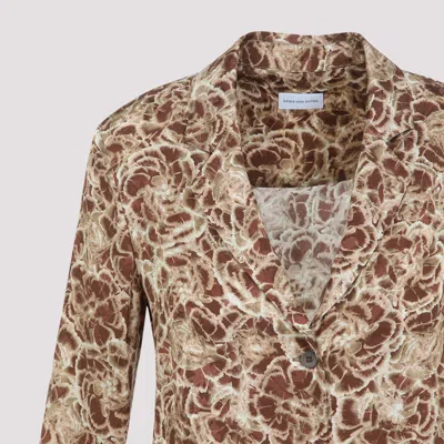 Dries Van Noten Colla Signature Print Long-sleeved Shirt In Brown
