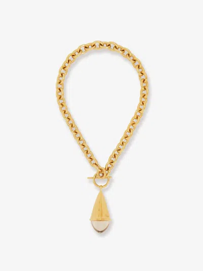 Chloé Prism Necklace With Chain Frame And Pendant Detail In Gold