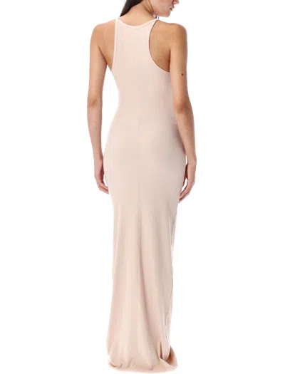Éterne Eterne Long Tank Dress With Ribbed Texture In Gray