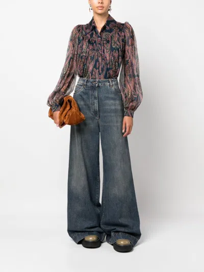 Etro Jeans With Embroidered Pegasus In Black