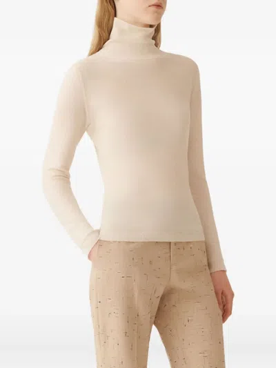 Fabiana Filippi Sequin Embellishment Wool Turtleneck Sweater In White