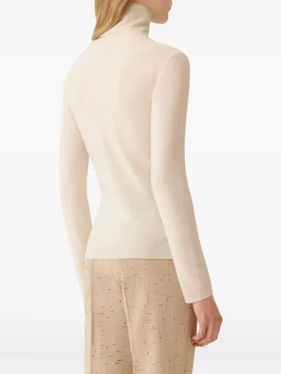 Fabiana Filippi Sequin Embellishment Wool Turtleneck Sweater In White