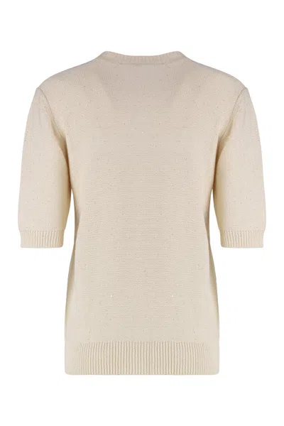 Fabiana Filippi Short Sleeve Sweater In Neutral