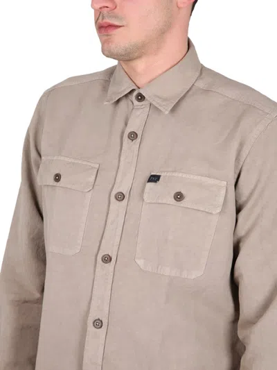 Fay Shirt With Button-down Collar And Pockets In Neutral