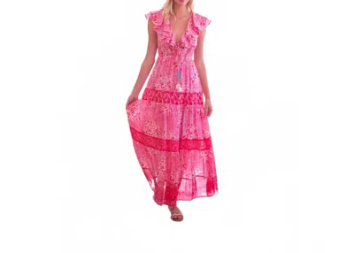 Bell Ines Maxi Dress In Fuschia Print In Pink