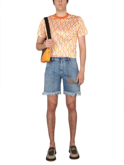 Fendi Denim Bermuda Shorts In Blue