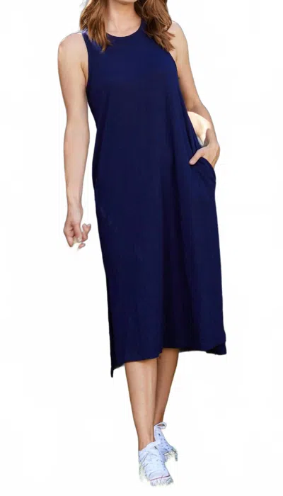 Mod-o-doc Midi Tank Dres In Navy In Blue