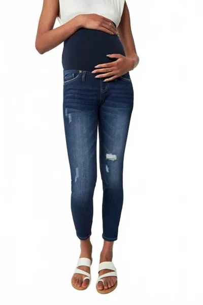 Kancan Dawson Full Band Maternity Skinny Jeans In Medium Wash In Blue