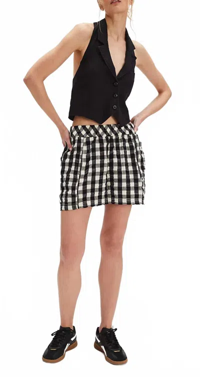 Free People Get Free Get Free Seersucker Cotton Pull-on Shorts In Black