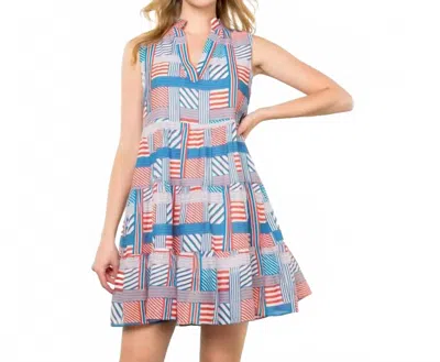 Thml Striped Pattern Dress In Teal Multi In Blue