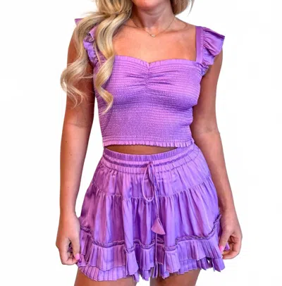 Reset By Jane Buttercup Flutter Sleeve Top In Lavender In Purple