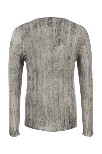 Giorgio Armani Melange Grey Mohair Blend Sweater In Gray