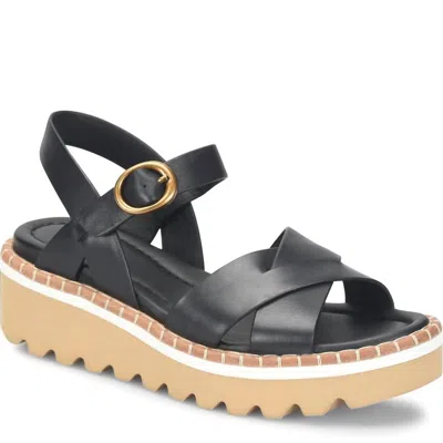 Söfft Ruthie Ankle Strap Platform Wedge Sandal In Black