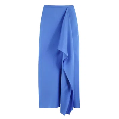 Trina Turk Sahel Satin Midi Skirt In Blue