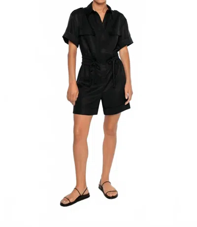 Dal The Label Technical Twill Playsuit In Black In Black